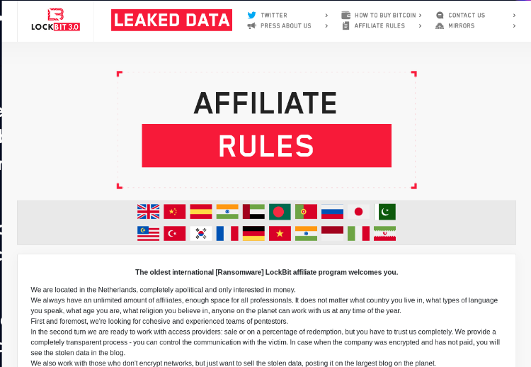 lockbit affiliate rules